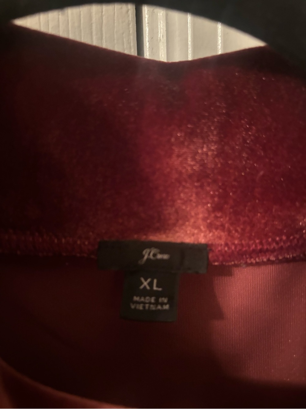 J crew burgundy velvet neck top